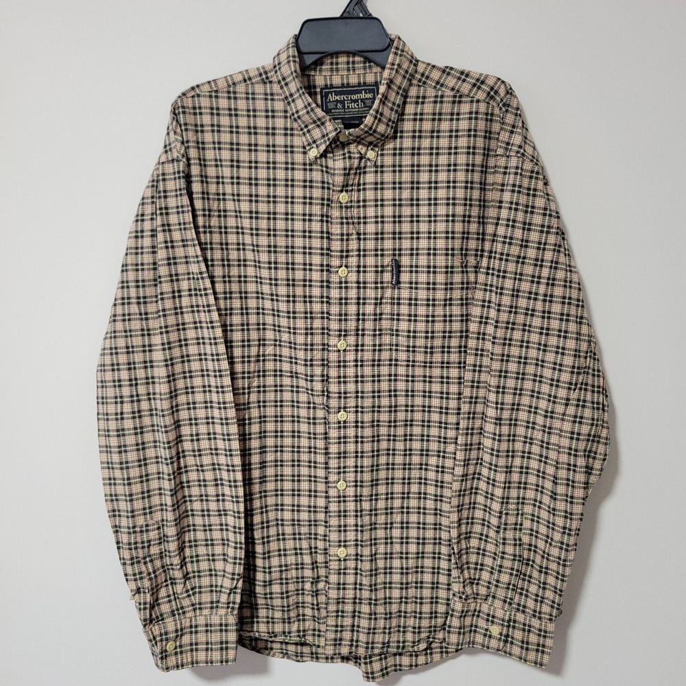 VTG Abercrombie & Fitch Plaid Button Up Shirt Mens XL Made In Canada Outdoor